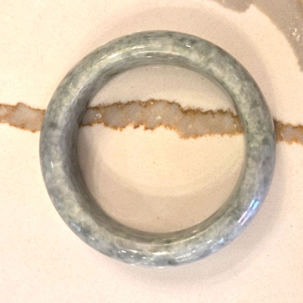 Elegant Jade Bangle Bracelet Heathered Green Solid Polished Natural Stone